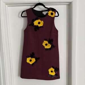 Embroidered Floral Dress - Purple and Yellow